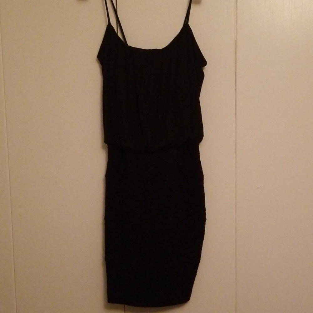 Black and Blue Lace Cocktail Dress